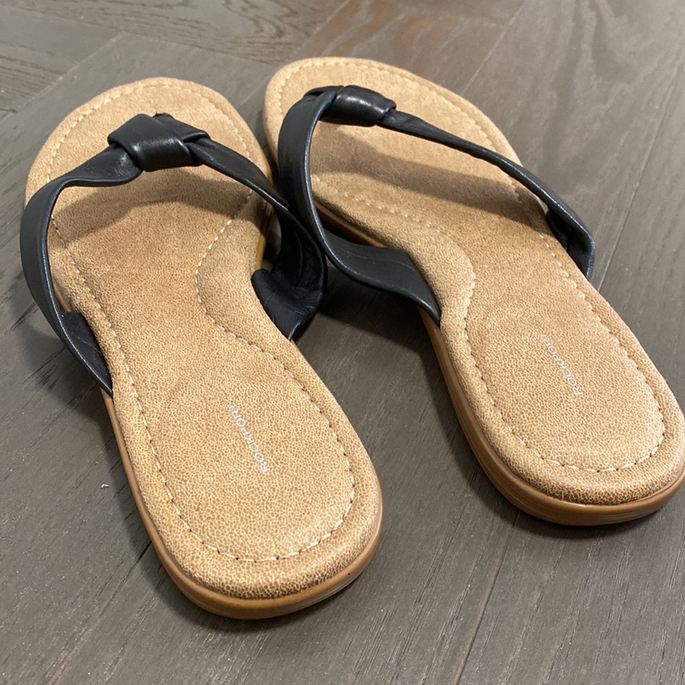 NWOT Rockport Black Leather Sandals Womens - Picture 3 of 12